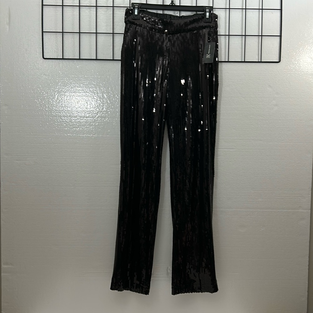 I.N.C Concepts Pant Women Small Black Sequin Glam Party New Year Eve 60062
